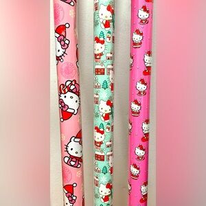 🎄🎀HELLO KITTY Christmas Set of 3 Pink Mint Holiday Paper GIFT Wrap 90sq ft NEW